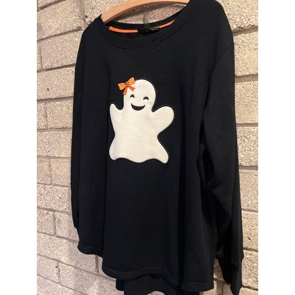 Jane + Delancey Black Long Sleeve Top With Ghost Applique & Orange Bow - Picture 2 of 6